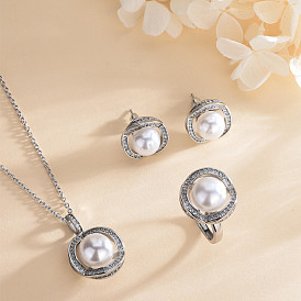 Pearl Necklace Earrings Pendant Set - French-style Luxury Design Jewelry