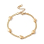 304 bracelet chaîne à chevrons perlé coeur en acier inoxydable pour femme