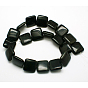 Natural Square Obsidian Beads Strands, Flat Slice Beads, 20x20x6mm, Hole: 1mm, about 20pcs/strand, 15.74 inch
