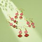 Boucles d'oreilles pendantes en alliage d'émail rouge, bijoux en laiton thème saint valentin pour femme, or
