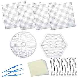 SUNNYCLUE ABC Plastic Pegboards used for 5x5mm DIY Fuse Beads, Ironing Paper used for DIY Fuse Beads, Plastic Fuse Bead Tweezers and Cord Loop Mobile Straps