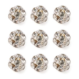 Brass Rhinestone Beads, Gunmetal, 6mm, hole: 1mm