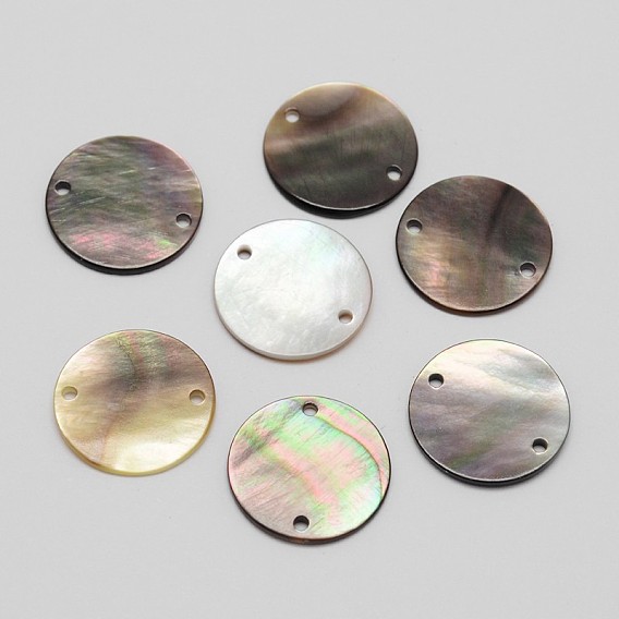 Conectores de enlaces de carcasa de labio negro redondo plano, 15x1 mm, agujero: 0.5 mm