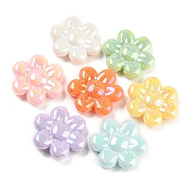 Opaque Acrylic Beads, AB Color Plated, Flower