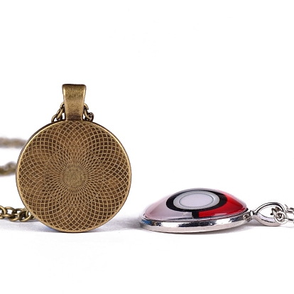 Chakra Yoga Theme Glass Pendant Necklace, Alloy Jewelry for Women