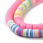 Handmade Polymer Clay Bead Strands, Flat Round, Heishi Beads