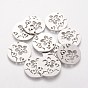 201 Stainless Steel Pendants, Flat Round with Flower