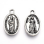 Tibetan Style Alloy Pendants, Cadmium Free & Lead Free, Oval with Virgin Mary