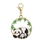Round Ring with Panda Alloy Enamel Pendant Decorations, with 304 Stainless Steel Lobster Claw Clasps
