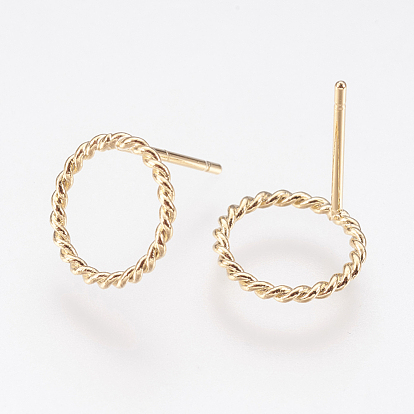 Long-Lasting Plated Brass Stud Earrings, Nickel Free, Ring