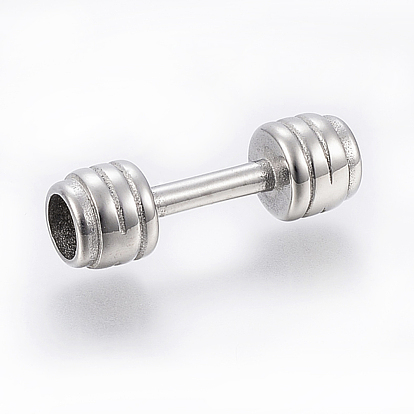 Sports Theme 304 Stainless Steel Links/Connectors, For Leather Cord Bracelets Making, Dumbbell
