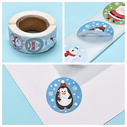 Holiday Roll Stickers, 8 Different Designs Decorative Sealing Stickers, for Christmas Party Favors, Holiday Decorations