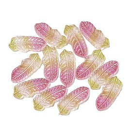 Luminous Transparent Resin Decoden Cabochons, Glow in the Dark Leaf with Glitter Powder