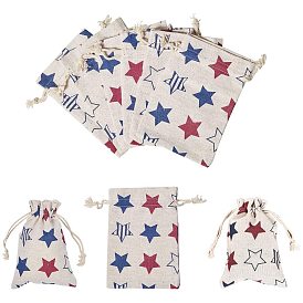 Cotton Packing Pouches Drawstring Bags, with Printed Star