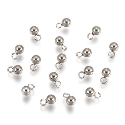 201 Stainless Steel 3D Ball Round Charms Pendants
