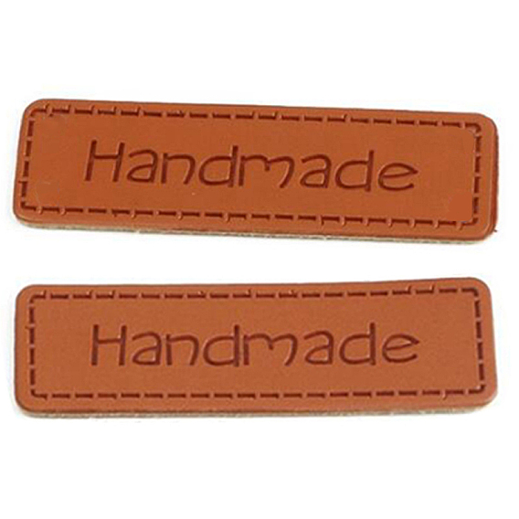 Étiquettes d'étiquettes en simili cuir, avec le mot main, pour les jeans de bricolage, , , accessoires de chapeau, rectangle