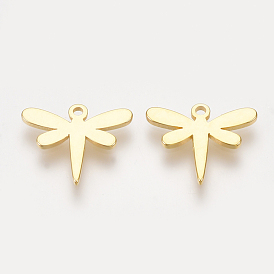 Brass Charms, Nickel Free, Real 18K Gold Plated, Dragonfly
