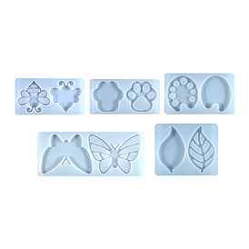 Diy tablero de dibujo clip moldes de silicona, moldes de resina, mariposa/huella de pata/hoja