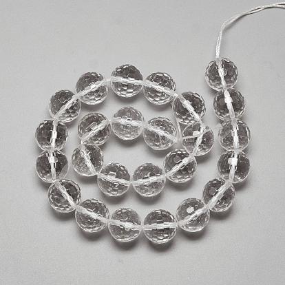 Grado ab hilos de perlas de cristal de cuarzo natural, cuentas de cristal de roca, ronda facetas