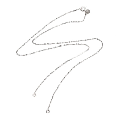 Rhodium Plated 925 Sterling Silver Cable Chains Necklace Makings, for Name Necklaces Making, with Spring Ring Clasps & S925 Stamp