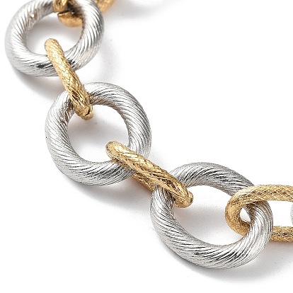304 Stainless Steel Two Tone Circles Cable Chains Bracelets