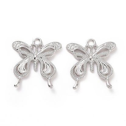 Rack Plating Alloy Pendants, Cadmium Free & Lead Free & Nickle Free, Butterfly Charm