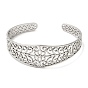304 Stainless Steel Cuff Bangles, Hollow Flower Open Bangles for Women