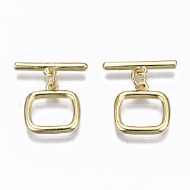 Brass Toggle Clasps, Rectangle, Nickel Free