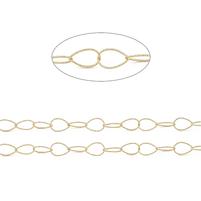 Brass Hollow Teardrop Link Chains, Unwelded, with Spool