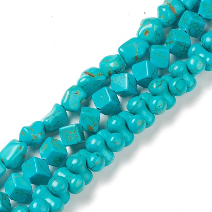 Synthetic Howlite Beads Strands, Dyed, Mixed Shapes