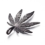 304 Stainless Steel Big Pendants, Pot Leaf/Hemp Leaf Shape, Weed Charms