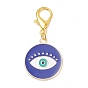 Alloy Enamel Evil Eye Pendant Decorations, with Alloy Lobster Claw Clasps, Clip-on Charms, for Keychain, Purse, Backpack Ornament, Stitch Marker, Flat Round