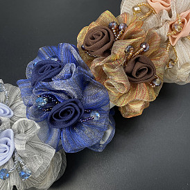 Fashionable Hair Accessories for Women - Elegant Headband with Netting and Floral Design, Perfect for Updos and Ponytails.