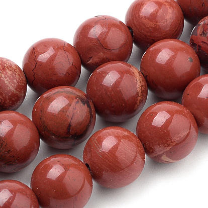 Rouge naturel perles de jaspe brins, ronde