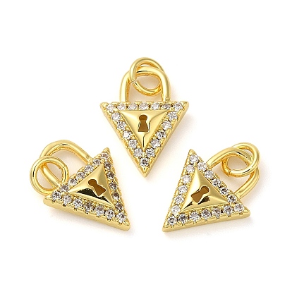Brass Micro Pave Cubic Zirconia Pendants, Cadmium Free & Lead Free, Long-Lasting Plated, with Jump Ring, Lock