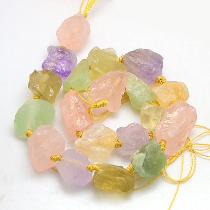 Natural Mixed Gemstone Beads Strands, Nuggets, 13~35x8~28mm, Hole: 2mm,  about 15~19pcs/strand, 15.74 inch