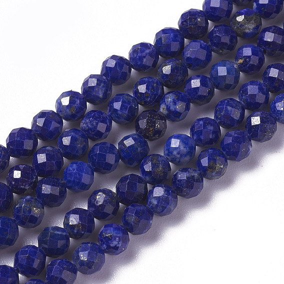 Lapis-lazuli, brins de perles naturels , facette, ronde