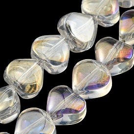 AB Color Plated Electroplate Transparent Glass Beads Strands, Heart