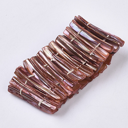 Пресноводные раковины бисером браслеты простирания, окрашенные, прямоугольные