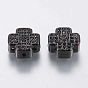 Micro cuivres ouvrent pendentifs zircone cubique, liens multi-brins, croix, noir
