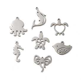 201 Stainless Steel Pendants, Laser Cut, Stainless Steel Color, Sea Animal Charm