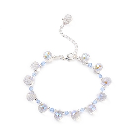 Imitation Austrian Crystal Glass Teardrop Beaded Bracelet, 304 Stainless Steel Jewelry for Women