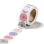 Patrón de rosa redondo plano gracias rollo de pegatinas de papel, etiqueta de regalo autoadhesiva para la decoración de la parte superior del sello