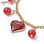 Valentine's Day Alloy Enamel & Resin Charm Bracelet, Heart & Rose & Lip Bracelets with 304 Stainless Steel Chains