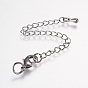Brass Chain Extender, with 304 Stainless Steel Lobster Claw Clasps