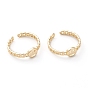 Brass Cuff Rings, Open Rings, Long-Lasting Plated, Smiling Face, Curb Chain Shape