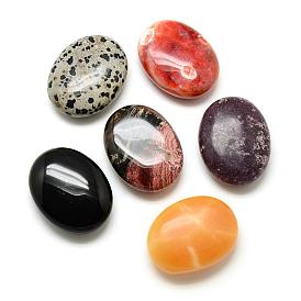 Oval Natural Gemstone Palm Stone, Reiki Healing Pocket Stone for Anxiety Stress Relief Therapy