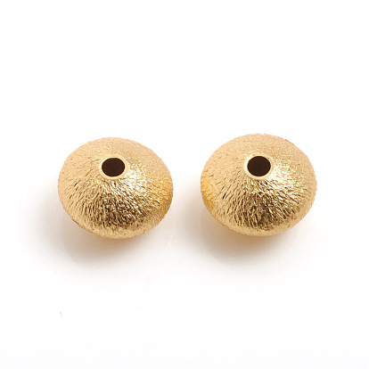 Matte Style Brass Textured Beads, Long-Lasting Plated, Rondelle
