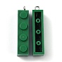 Opaque Acrylic Pendants, with Platinum Iron Loop, Long Rectangle Building Block Charms