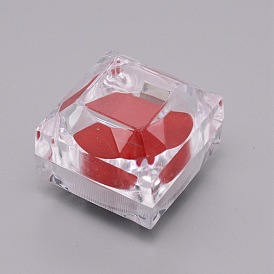 Acrylic Jewelry Ring Box, with Sponge inside, Square